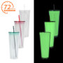 Halloween GLOW in Dark 24oz Double Wall Acrylic Tumblers for Snow Globe Cups with Pre Drilled Hole Lids Straws and Hole Stopper