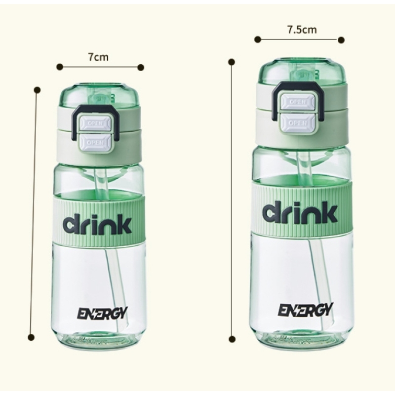 Plastic Kids Sports Drinking Tea Cup Outdoor Portable Water Kettle One Click Pop-up 2 in 1 Lid Straw Water Bottle 540ml 700ml