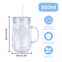 RTS 25PCS/CTN 20oz Pre Drilled Mason Jar Snow Globe Cups with Handle Plastic Mason Jar Acrylic Mason Jar Snow Globe