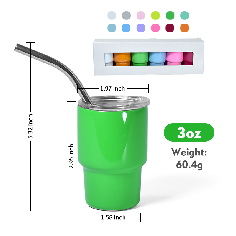 RTS US 108pcs/ctn 3oz Sublimation Shot Glass Tumblers Stainless Steel Double Wall Vacuum Insulated Shot Glasses Cups