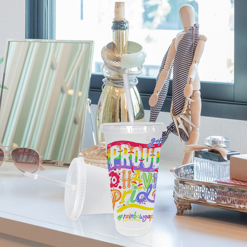 Creative Single PP Plastic 500ml 710ml clear Cold Water Bottle Drinks Coffee clear Disposable Plastic Cups for Juice