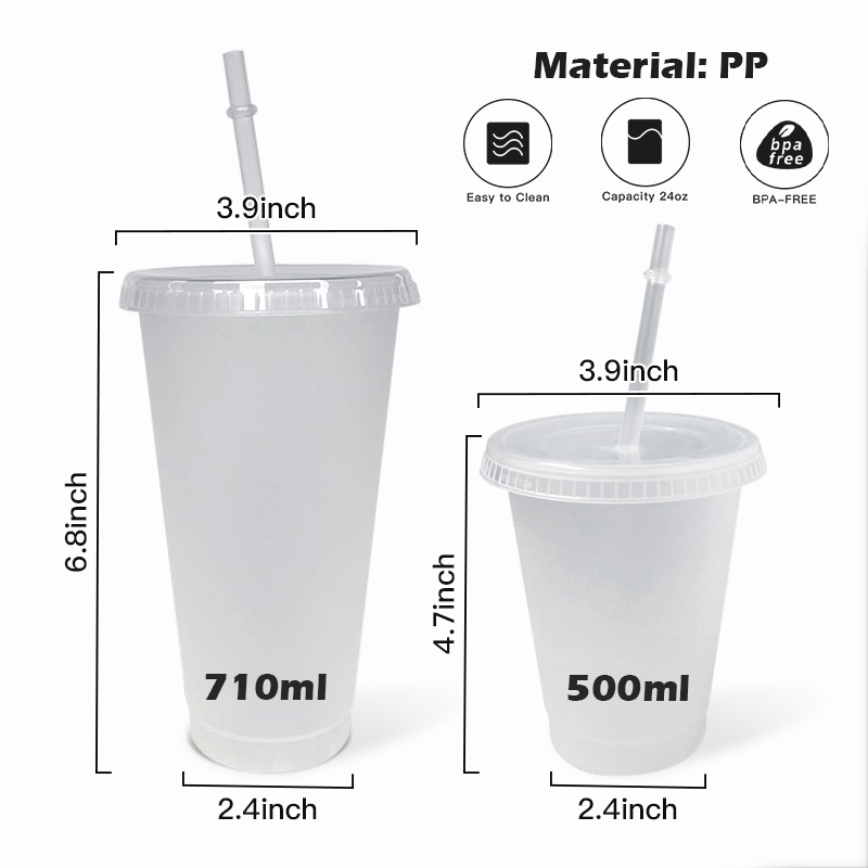 Creative Single PP Plastic 500ml 710ml clear Cold Water Bottle Drinks Coffee clear Disposable Plastic Cups for Juice