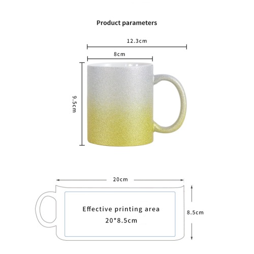Wholesale Gradient Ceramic Mug Shining Ombre Mug Sublimation Blank Glitter 11oz Customized Blank Coffee Mugs Ceramic Cup for DIY