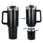 Custom Logo Stainless Steel Insulate 40oz H2.0 Cup Tumbler with Snack Ice Storage Compartment Mugs with Handle Water Bottle