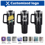Custom Logo Stainless Steel Insulate 40oz H2.0 Cup Tumbler with Snack Ice Storage Compartment Mugs with Handle Water Bottle