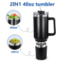 Custom Logo Stainless Steel Insulate 40oz H2.0 Cup Tumbler with Snack Ice Storage Compartment Mugs with Handle Water Bottle