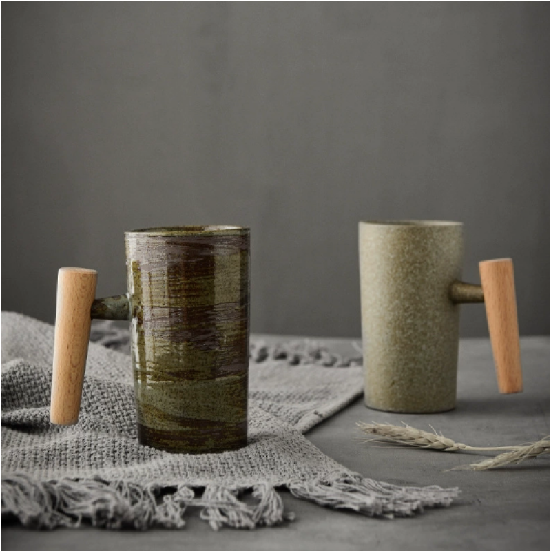 Japanese Style Handcrafted Bottles Wooden Handle Mugs Household Water Cup