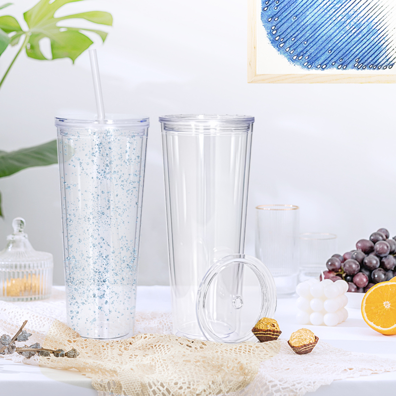 Snowglobe Tumbler clear Pre Drilled 24oz Snowglobe Tumbler 24oz Snow Plastic Globe Cup Premade Hole 24oz Snowglobe Tumbler