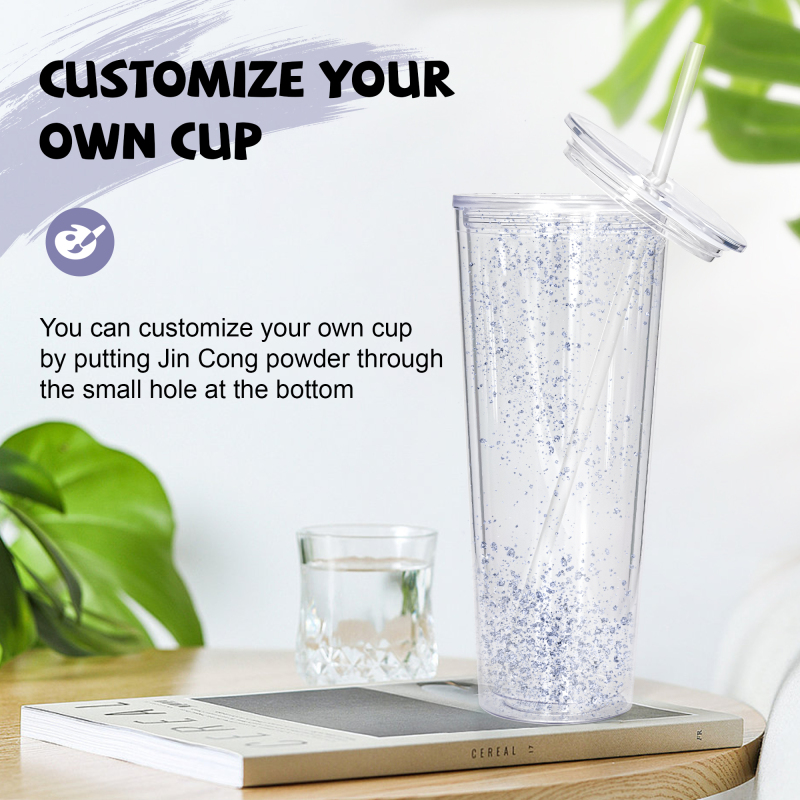Snowglobe Tumbler clear Pre Drilled 24oz Snowglobe Tumbler 24oz Snow Plastic Globe Cup Premade Hole 24oz Snowglobe Tumbler
