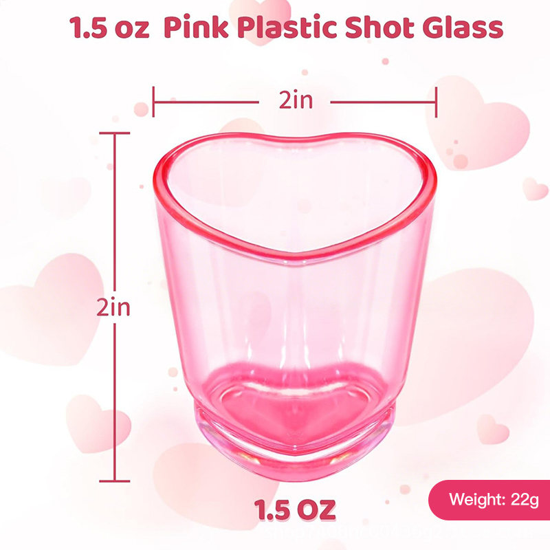 RTS 6pcs Heart-shaped Shot Glasses 1.5oz Glass Beer Cups Transparent Beer Mugs Valentine's Day Gifts Tequila Whiskey