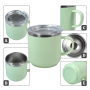 Customized Logo Solid Color Outer Stainless Steel Inner Plastic 5oz Travel Mug Thermoses Coffee Cup With Handle