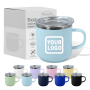 Customized Logo Solid Color Outer Stainless Steel Inner Plastic 5oz Travel Mug Thermoses Coffee Cup With Handle