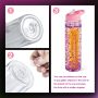 RTS Pre-drilled 17oz Double Walled Snow Globe BPA Free Students Acrylic Water Bottles with Plug Flip Straw for Kids Tumblers