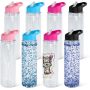RTS Pre-drilled 17oz Double Walled Snow Globe BPA Free Students Acrylic Water Bottles with Plug Flip Straw for Kids Tumblers