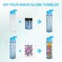 RTS Pre-drilled 17oz Double Walled Snow Globe BPA Free Students Acrylic Water Bottles with Plug Flip Straw for Kids Tumblers