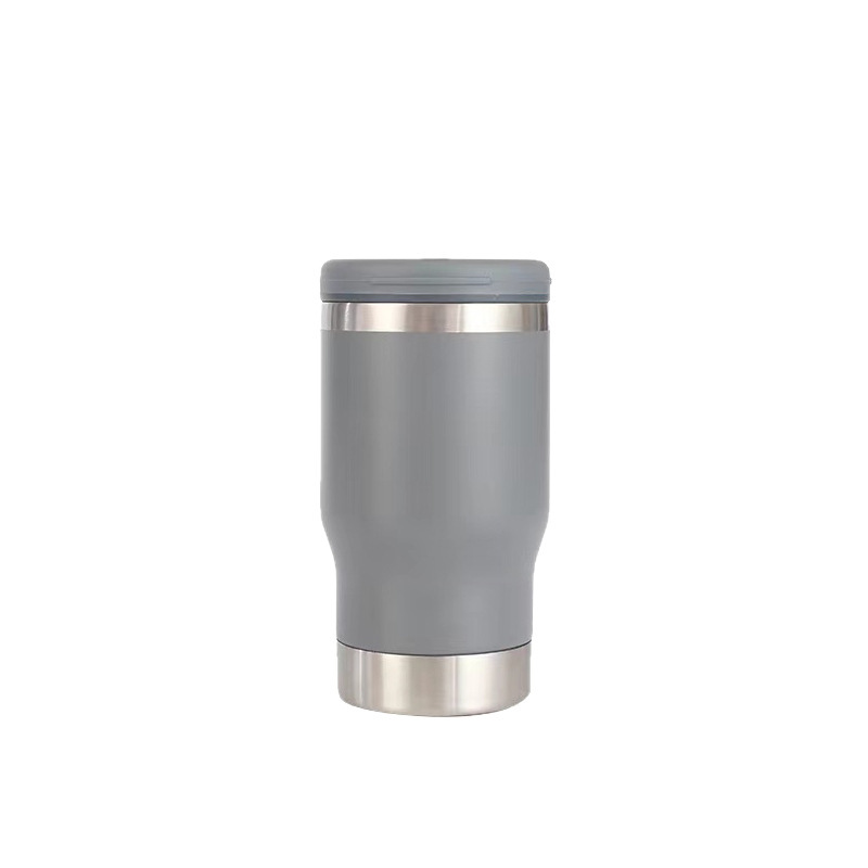 Custom 14oz 4 in 1 Can Cooler Stainless Steel Double Wall Bottle Cola Can Cooler Travel Mug Holder with 2 Lids Opener