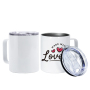 Free Shipping USA Warehouse RTS 25pcs/ctn 10oz Sublimation Stainless Steel Travel White Coffee Mug with Handle Clear Slide Lid