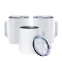 Free Shipping USA Warehouse RTS 25pcs/ctn 10oz Sublimation Stainless Steel Travel White Coffee Mug with Handle Clear Slide Lid