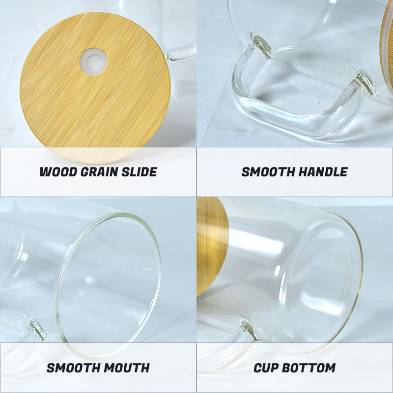 US WAREHOUSE Clear 17oz Sublimation Blank Glass Mug Coffee Mugs Beer Coffee Glass Tumbler with Bamboo Lid 25pcs/ctn