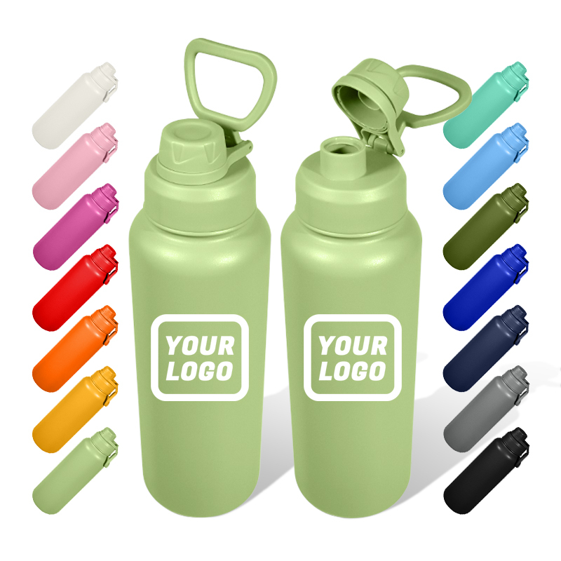 Customized 40oz /1200ml Wide Mouth Double Wall Sports Travel Vacuum Insulated Stainless Steel Water Bottle with Straw Lid