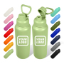Customized 40oz /1200ml Wide Mouth Double Wall Sports Travel Vacuum Insulated Stainless Steel Water Bottle with Straw Lid