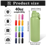 Customized 40oz /1200ml Wide Mouth Double Wall Sports Travel Vacuum Insulated Stainless Steel Water Bottle with Straw Lid
