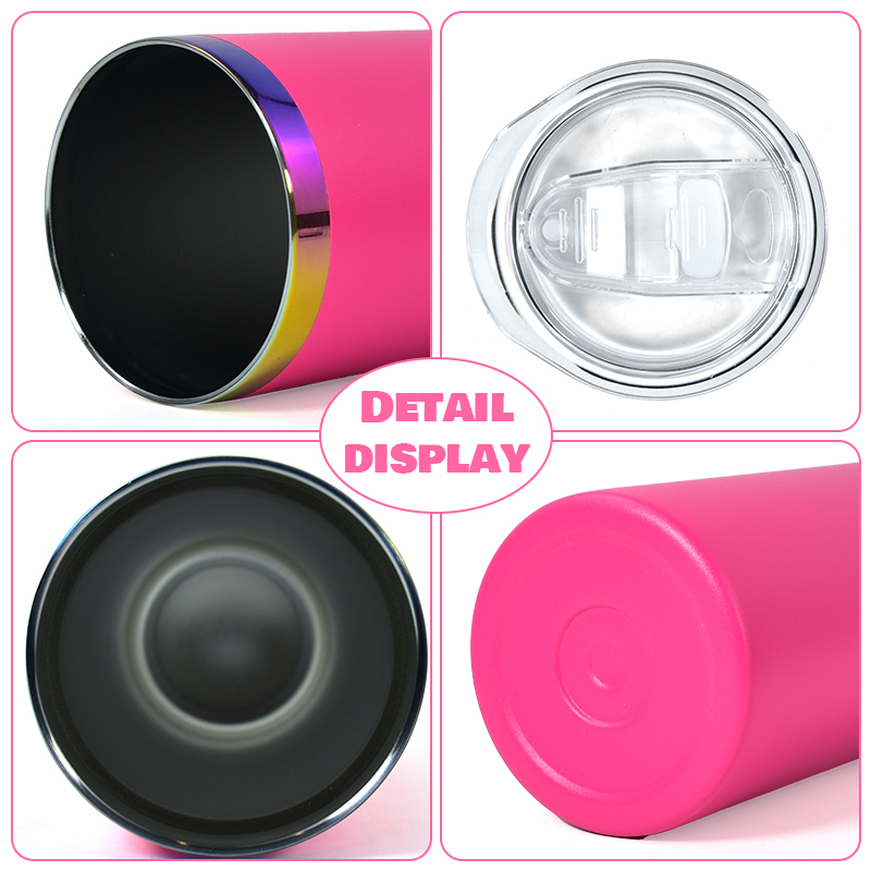 20oz rainbow Plated Straight Tumblers Insulated Double Wall Stainless Steel Skinny Tumbler Cups Wholesale with Lid and Straw