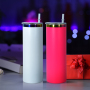 20oz rainbow Plated Straight Tumblers Insulated Double Wall Stainless Steel Skinny Tumbler Cups Wholesale with Lid and Straw