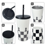 Custom logo 450ml Double Wall Stainless Steel Coffee Cup with Plastic Straw and Metal Lid 16oz Portable Tumbler