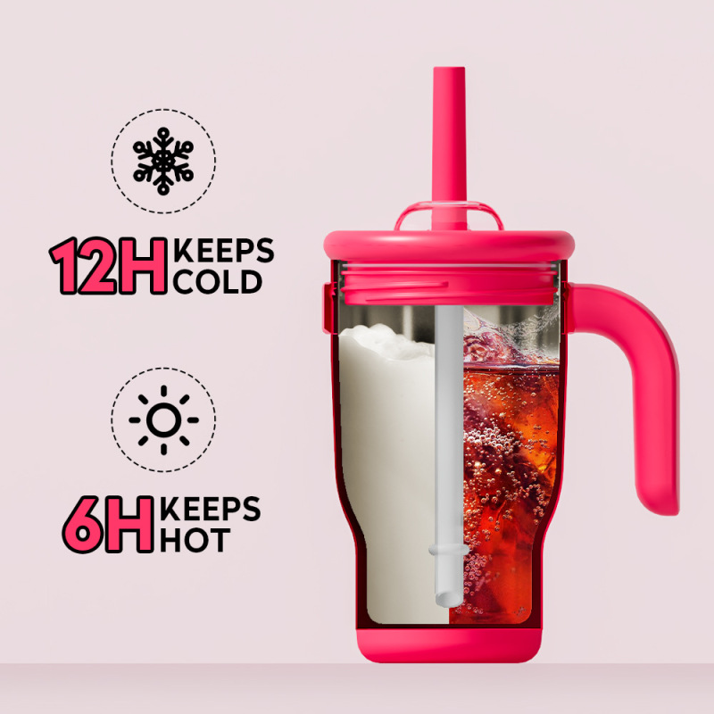 Custom Logo 14oz Kids Stainless Steel Vacuum Powder Coated Tumbler Outdoor Travel Water Bottle with Leak-Proof Lids BPA Free