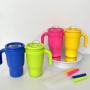 Custom Logo 14oz Kids Stainless Steel Vacuum Powder Coated Tumbler Outdoor Travel Water Bottle with Leak-Proof Lids BPA Free
