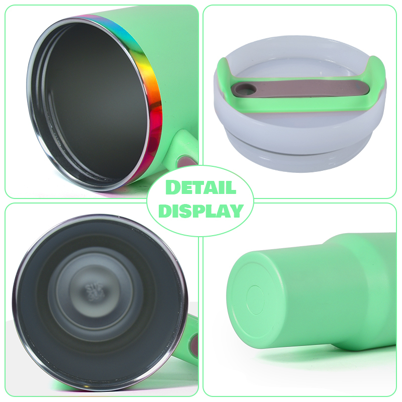 H2.0 40oz Rainbow Plated Powder Coated Stainless Steel Tumblers for Laser Engravings 6 Colors Mixed