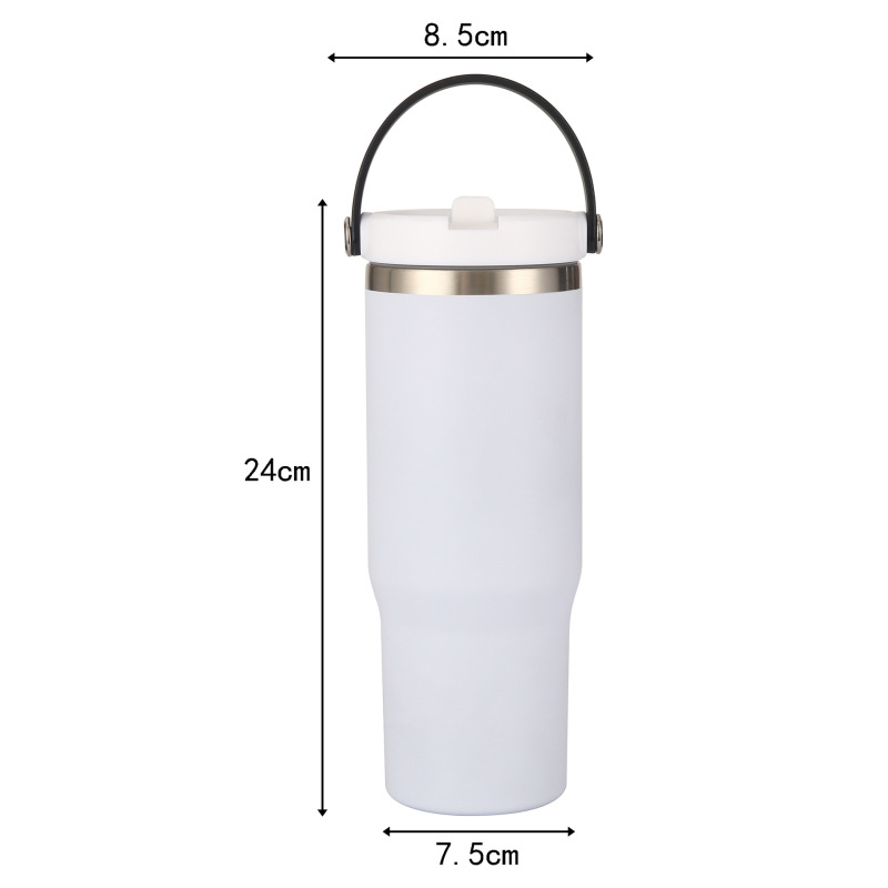 China RTS 30oz Sublimation Blanks Mugs Double Wall 304 Stainless Steel Vacuum Flip Top Car Tumbler With Colorful Handle Cover