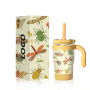 Custom logo Wholesales 14oz Kids Tumbler Double Wall 304 Stainless Steel with New Lid and Handle and Silicone Anti-slip Bottom