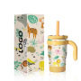 Custom logo Wholesales 14oz Kids Tumbler Double Wall 304 Stainless Steel with New Lid and Handle and Silicone Anti-slip Bottom