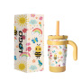 Custom logo Wholesales 14oz Kids Tumbler Double Wall 304 Stainless Steel with New Lid and Handle and Silicone Anti-slip Bottom