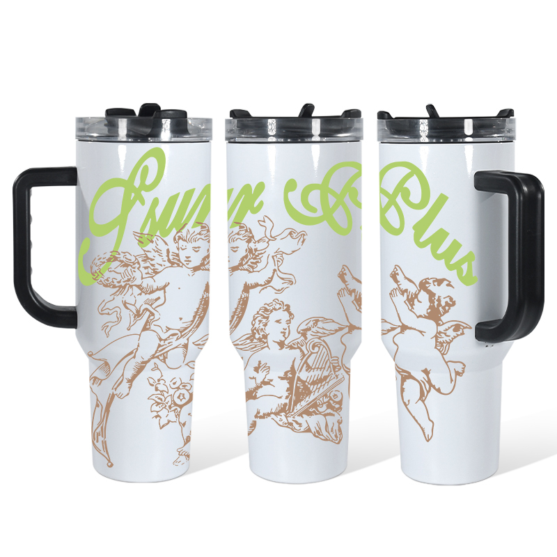 DSY Sublimaiont 40oz Tumbler 304 Stainless Steel Vacuum Double Walled Travel With Handle and Suction Sippy Leak-proof Lids