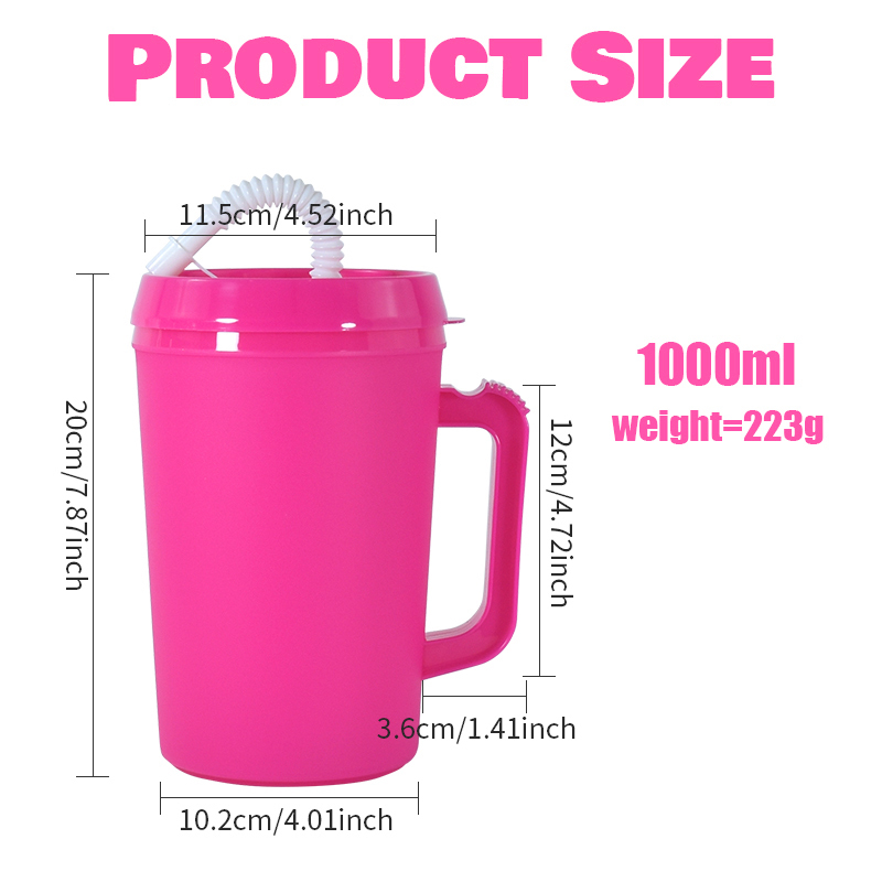 Tumblers Wholesale Bulk BPA FREE 34oz Colored Plastic Travel Cup Double Wall Plastic Beer Mug 34oz Plastic Mug