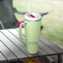 Custom Logo 40oz H2.0 Powder Coated Stainless Steel Insulated Water Bottle Travel Mug Tumbler Cup with Handle for Laser Printing