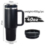 Custom Logo 40oz H2.0 Powder Coated Stainless Steel Insulated Water Bottle Travel Mug Tumbler Cup with Handle for Laser Printing