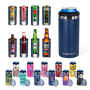 Custom Logo Insulated Beer Beverage 16oz 4 in 1 Skinny Can Cooler Double Wall Stainless Steel Slim Can Cooler with Two Lids