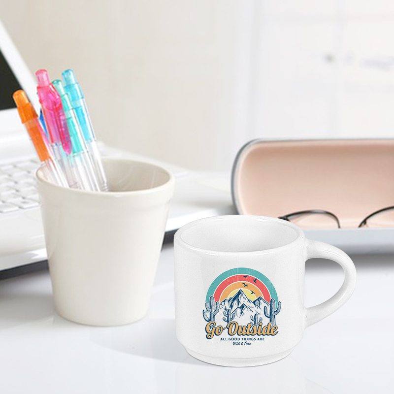 2.5oz Mini Creamic Coffee Mug Sublimation Blank Small Custom White Espresso Cup with Handle