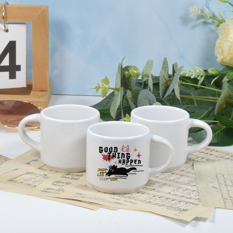 2.5oz Mini Creamic Coffee Mug Sublimation Blank Small Custom White Espresso Cup with Handle