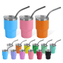 RTS US Warehouse Powder Coated Mini 3oz Mini Stainless Steel Vacuum Tumbler Shot Glass Wine Cup With Lid and Straw 48pcs/ctn