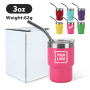 RTS US Warehouse Powder Coated Mini 3oz Mini Stainless Steel Vacuum Tumbler Shot Glass Wine Cup With Lid and Straw 48pcs/ctn
