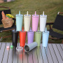 Custom logo 850ml Sports Travel Water Bottle Double Wall Stainless Steel Insulated Tumbler Handle Lids Leak-proof Sippy Straws