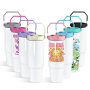 30oz Sublimation Double Wall Stainless Steel Vacuum Tumbler with Colored Sip Handle Lid