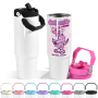 30oz Sublimation Double Wall Stainless Steel Vacuum Tumbler with Colored Sip Handle Lid
