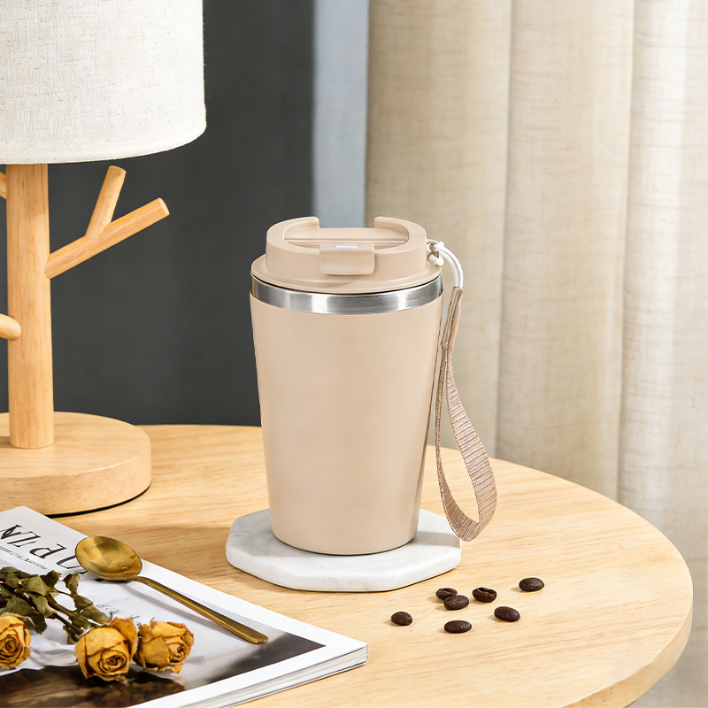 Custom Logo 12oz / 380ml Coffee Mug Laser Engraved Outside PP Dishwasher Safe Plastic Shell  Inner Stainless Steel Tumbler