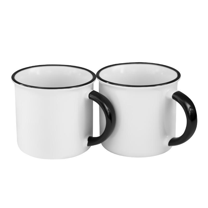 DSY Sublimation 11oz Ceramic Mug with Handle Looks Like Enamel Mug DIY Blank Coffee Cup